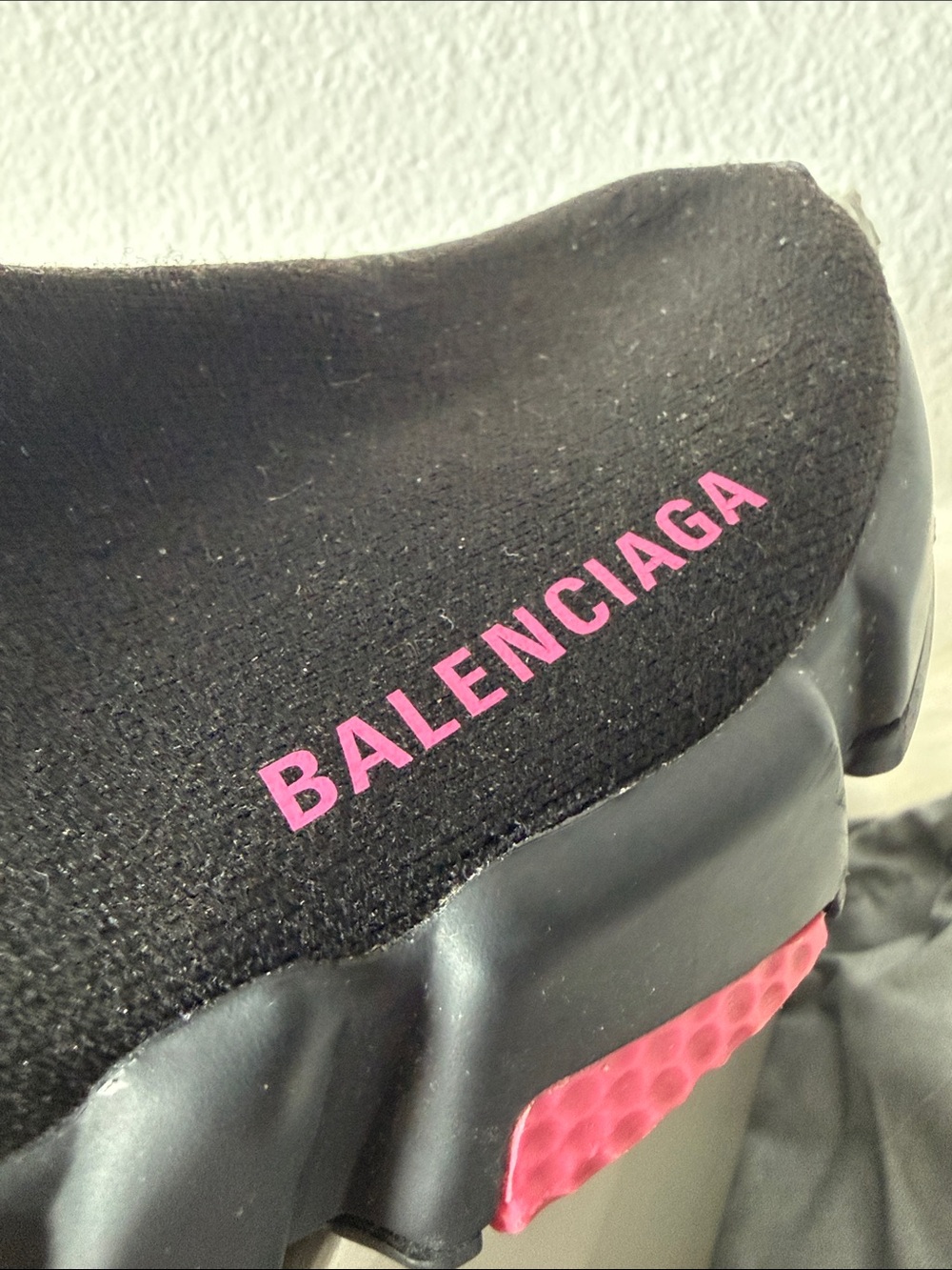 Balenciaga Black Sock Sneakers with Pink Branding - Picture 9 of 10
